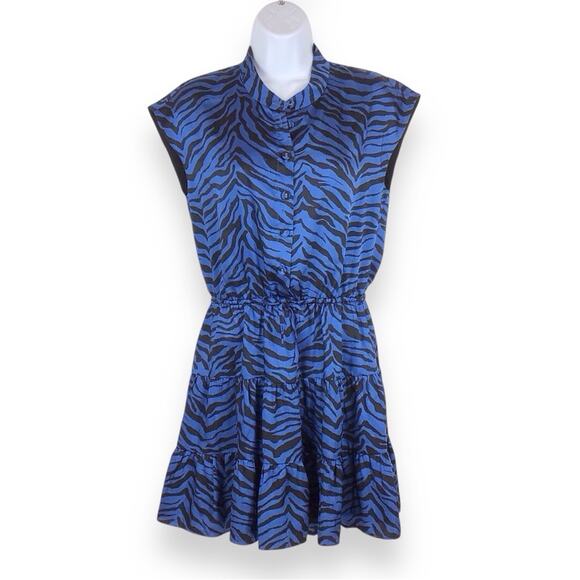 REBECCA MINKOFF Ollie Dress in Blue Zebra size XS - Picture 2 of 7
